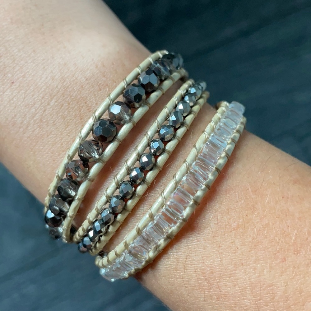 Victoria Emerson Ivory and Silver Mini Boho Wrap Bracelet